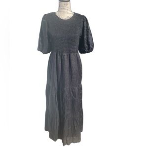 Faithfull the Brand Black Puff Sleeve Maxi‎ Sundress